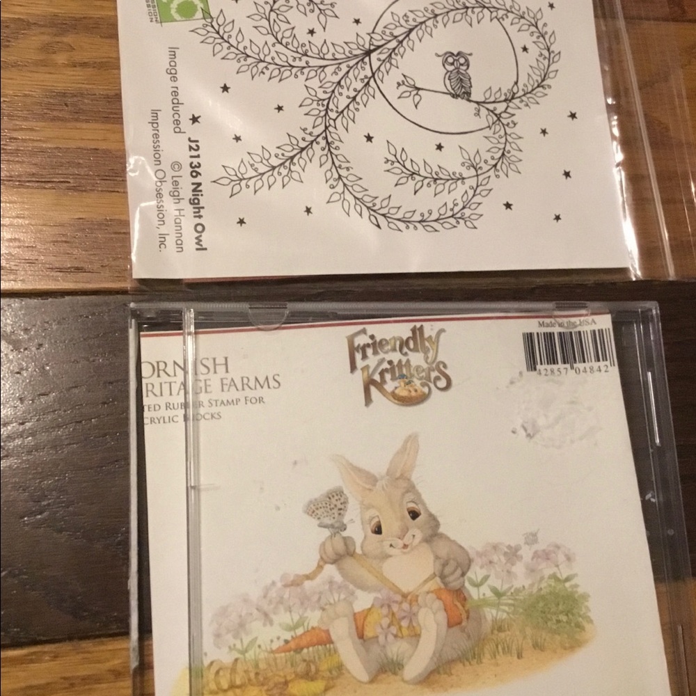 Brand new cling stamp bunny & unmounted rubber owl